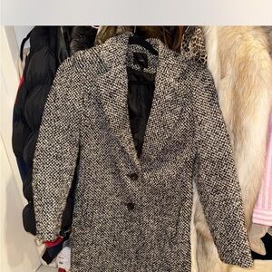 Women's Black and White Tweed Coat